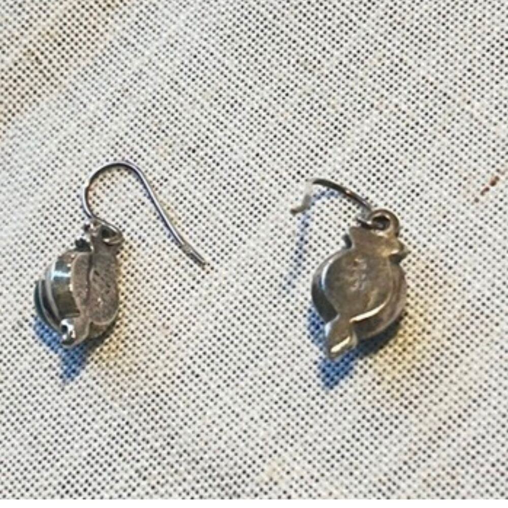 Sterling Silver Green Onyx Drop Earrings Cabochon 925 - Picture 2 of 11